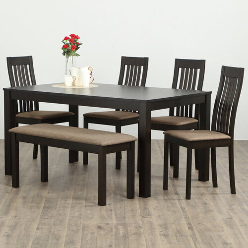 6 Seater Dining Table with 4 Chairs and a Bench