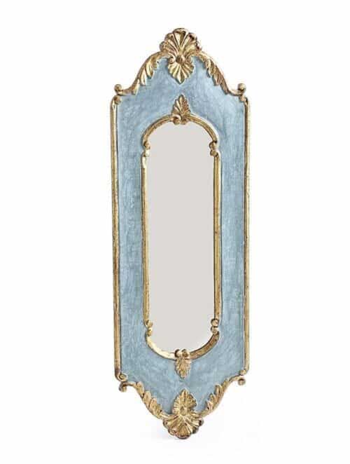 Antique Blue and Gold Mango Wood Mirror