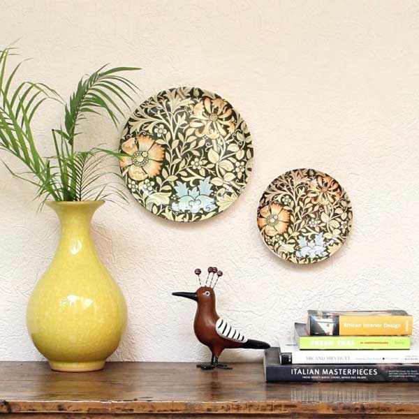 Green Floral Wall Plate